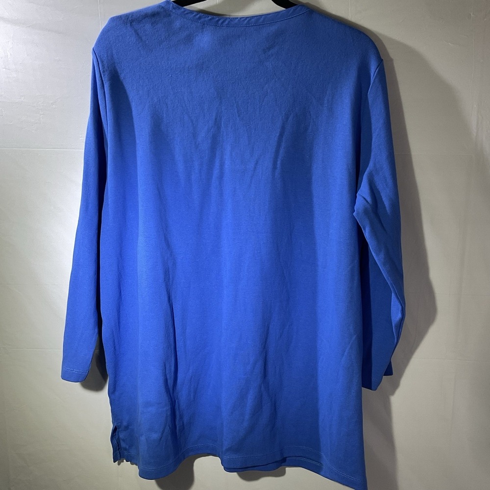 NWT Rafaela‎ Women's V-Neck 3/4 Sleeve Blue Blouse Pullover Size XXL - Picture 2 of 5